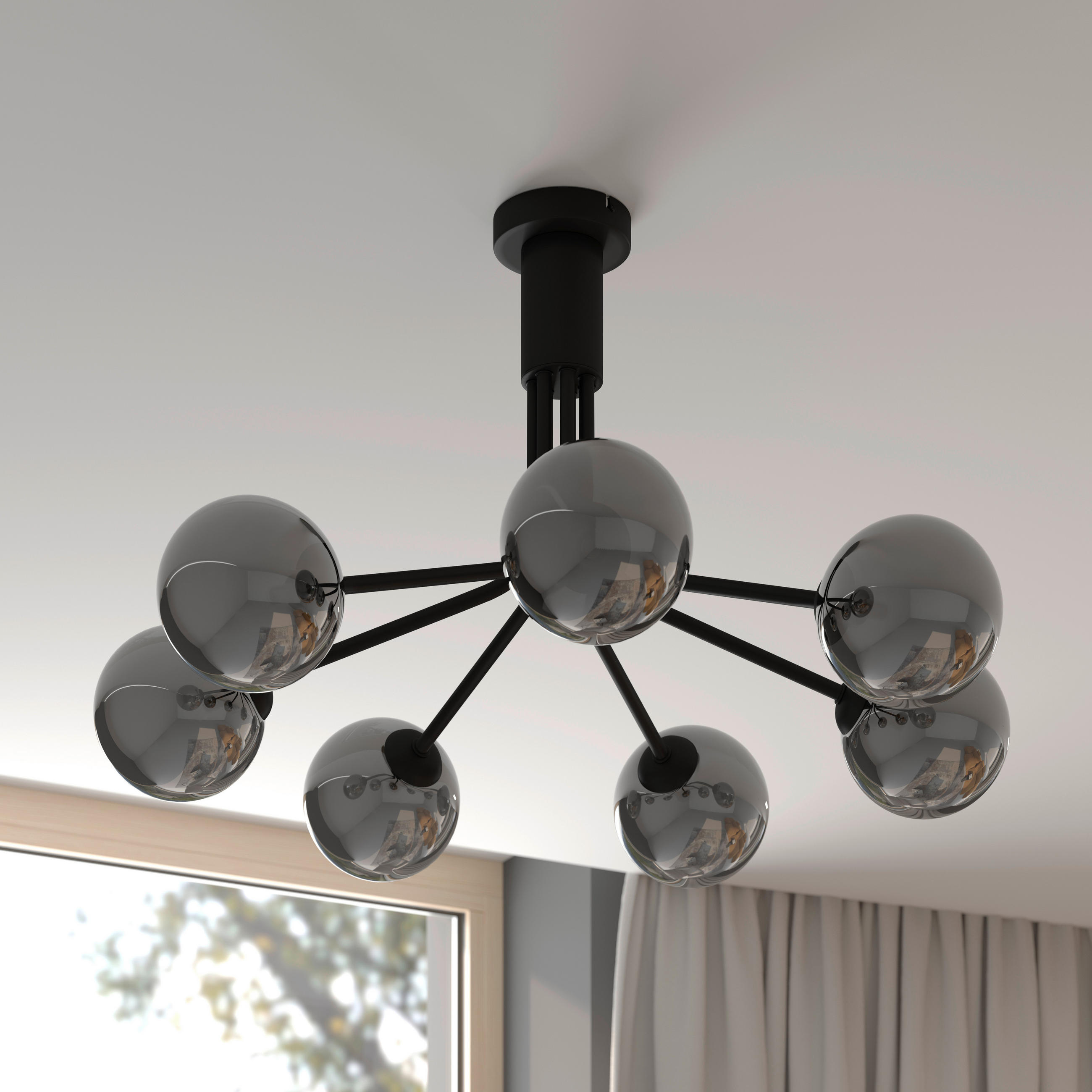 DECKENLEUCHTE  65/40 cm    - Dunkelgrau, Design, Glas/Metall (65/40cm) - Novel