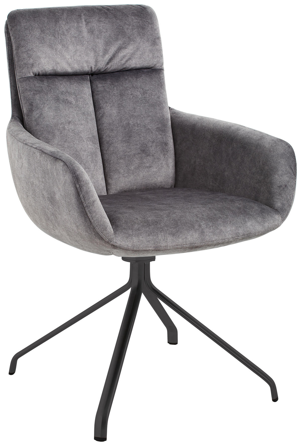 ARMLEHNSTUHL  in Stahl Velours  - Anthrazit, Design, Textil/Metall (61/90/64cm) - Venjakob