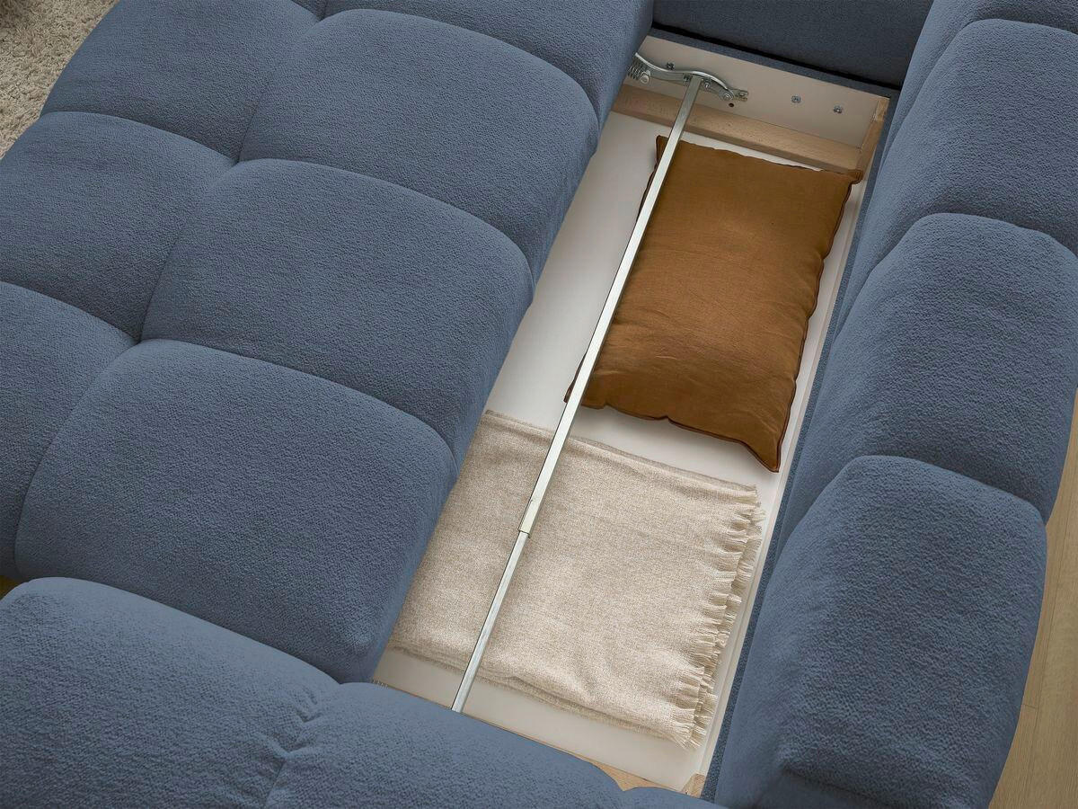 ECKSCHLAFSOFA EVEREST  mit Rücken echt, Armteil links, Armteil rechts Flachgewebe Dunkelblau  - Schwarz/Dunkelblau, MODERN, Kunststoff/Textil (320/212cm)