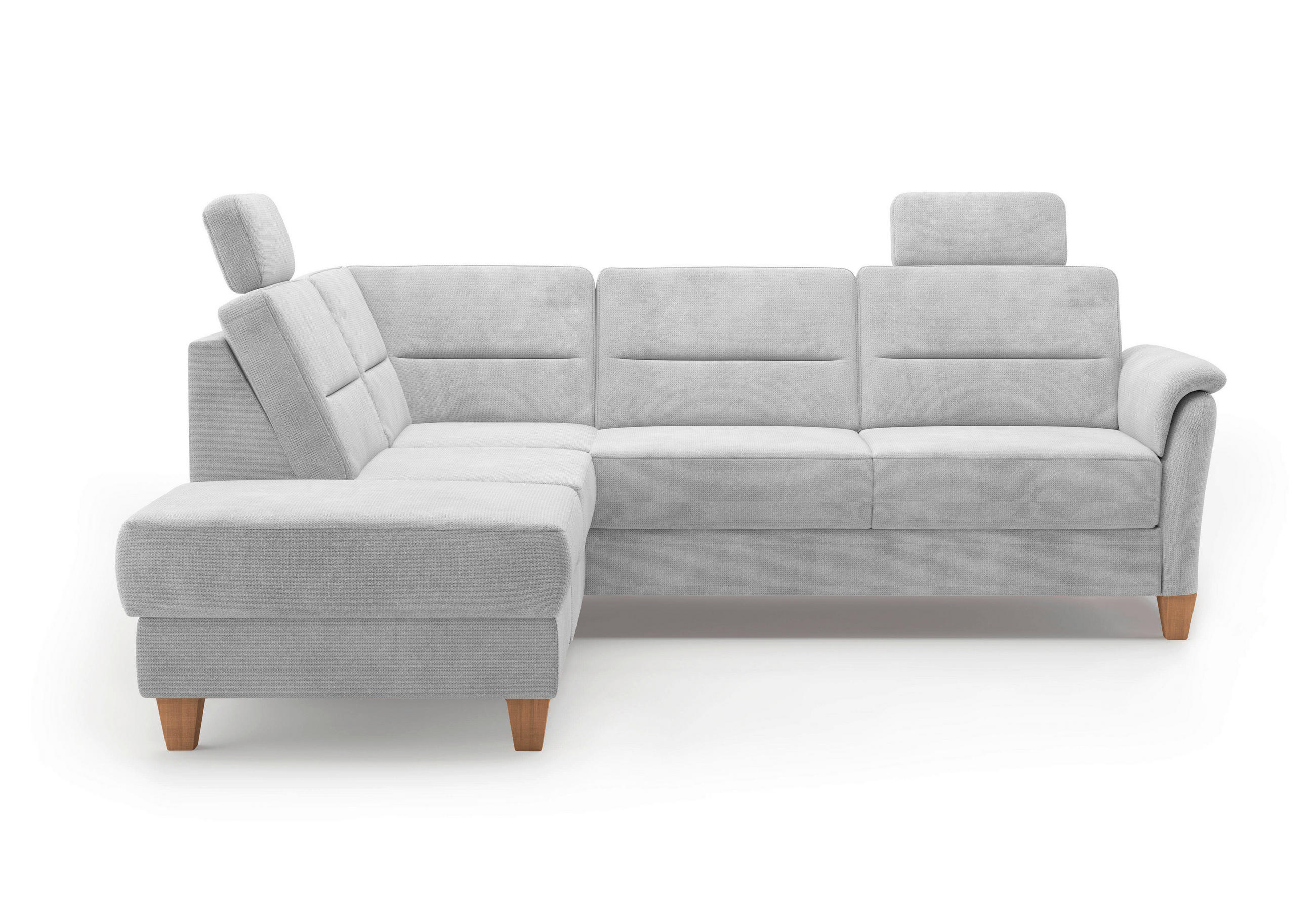 ECKSOFA in Flachgewebe Silberfarben  212/236 cm  - Eichefarben/Silberfarben, KONVENTIONELL, Holz/Textil (212/236cm) - Sit & More