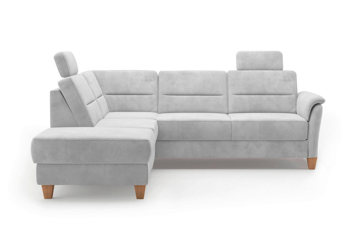ECKSOFA in Flachgewebe Silberfarben  212/236 cm  - Eichefarben/Silberfarben, KONVENTIONELL, Holz/Textil (212/236cm) - Sit & More