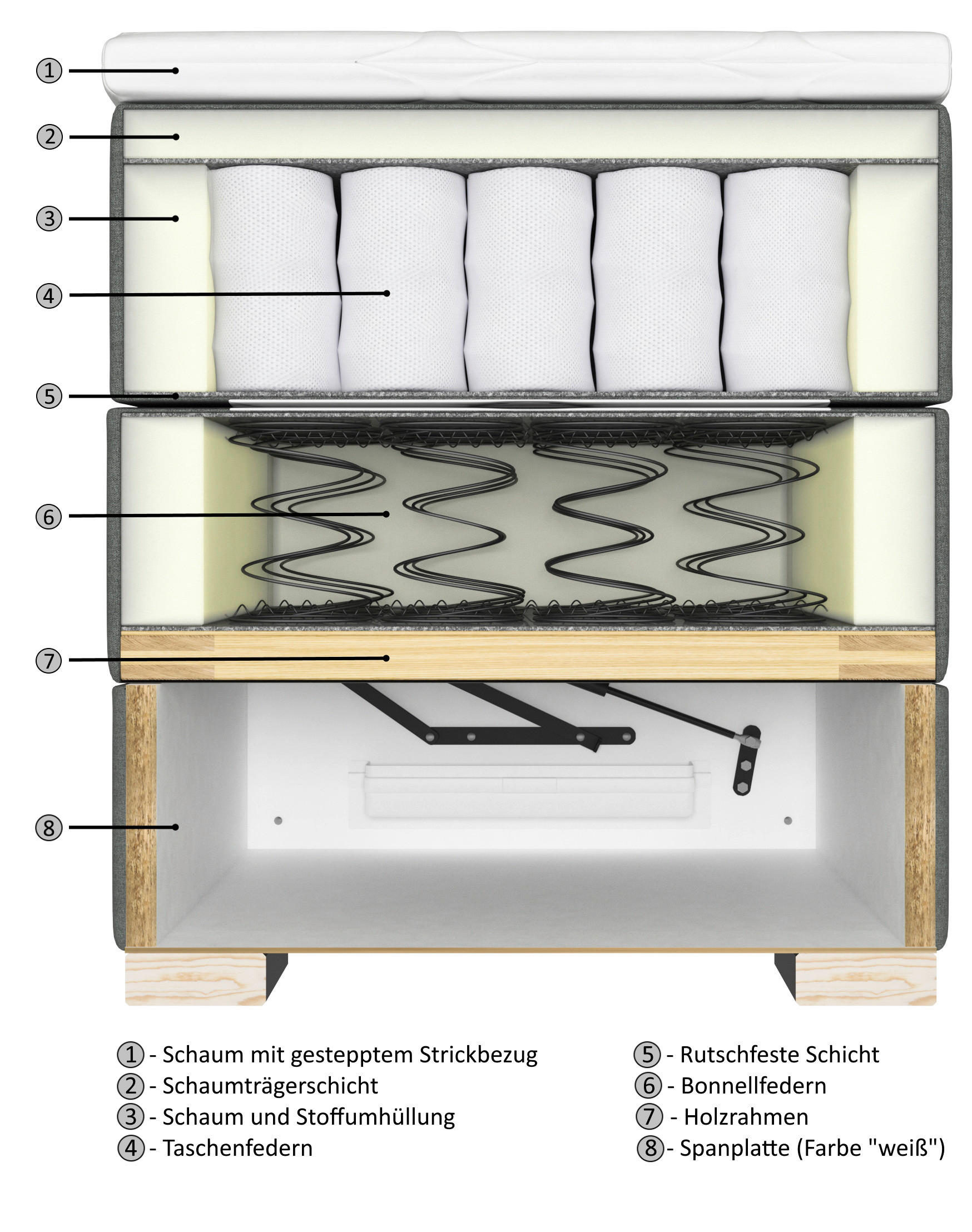 BOXSPRINGBETT 120/200 cm  in Taupe  - Taupe/Wengefarben, KONVENTIONELL, Holz/Textil (120/200cm) - Carryhome