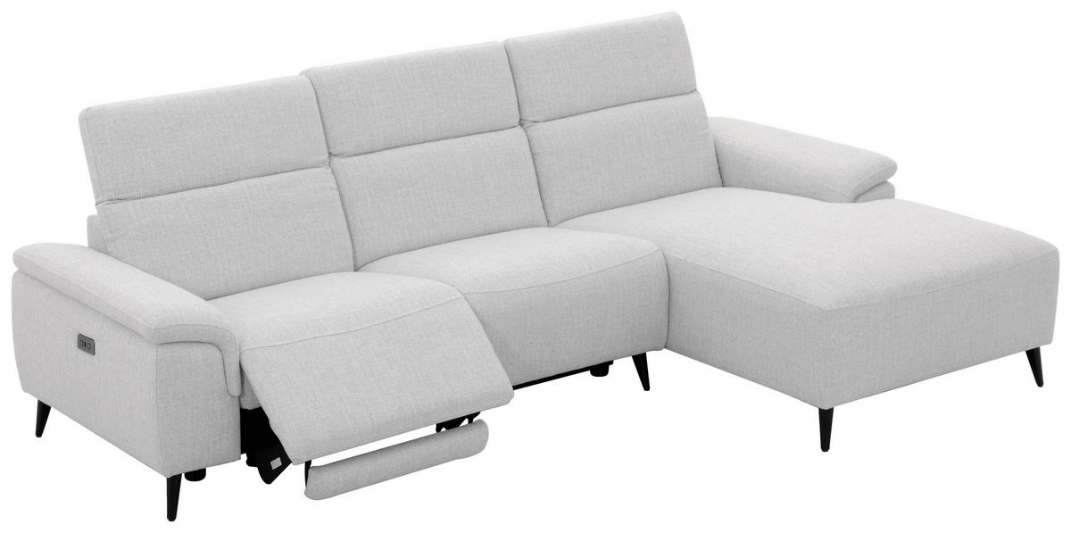 ECKSOFA inkl. Funktionen Hellgrau Leinenoptik  - Schwarzchrom/Hellgrau, Design, Holz/Kunststoff (270/75/171cm) - Xora