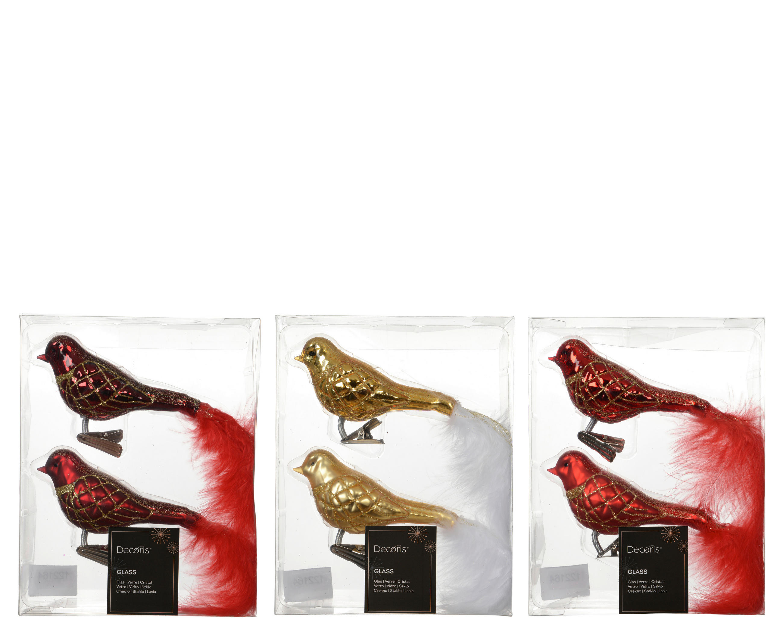 DEKOVOGEL - Rot/Goldfarben, LIFESTYLE, Glas (9/4.5/8cm)