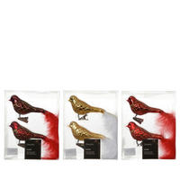 DEKOVOGEL - Rot/Goldfarben, LIFESTYLE, Glas (9/4.5/8cm)