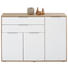 SIDEBOARD Hochglanz Eichefarben, Weiß - Edelstahlfarben/Eichefarben, Design, Holzwerkstoff/Metall (136/96/42cm) - Hom`in