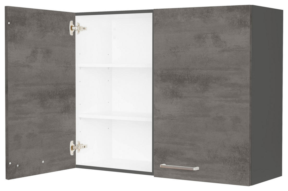 KÜCHENOBERSCHRANK 90/72/35 cm  in Schieferfarben  - Schieferfarben/Edelstahlfarben, MODERN, Holzwerkstoff (90/72/35cm) - Nobilia
