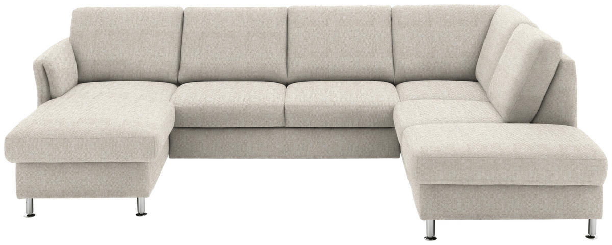 WOHNLANDSCHAFT in Flachgewebe Beige  - Chromfarben/Beige, KONVENTIONELL, Textil/Metall (168/305/200cm) - Voleo