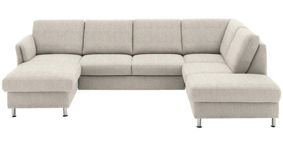 WOHNLANDSCHAFT in Flachgewebe Beige - Chromfarben/Beige, KONVENTIONELL, Textil/Metall (168/305/200cm) - Voleo