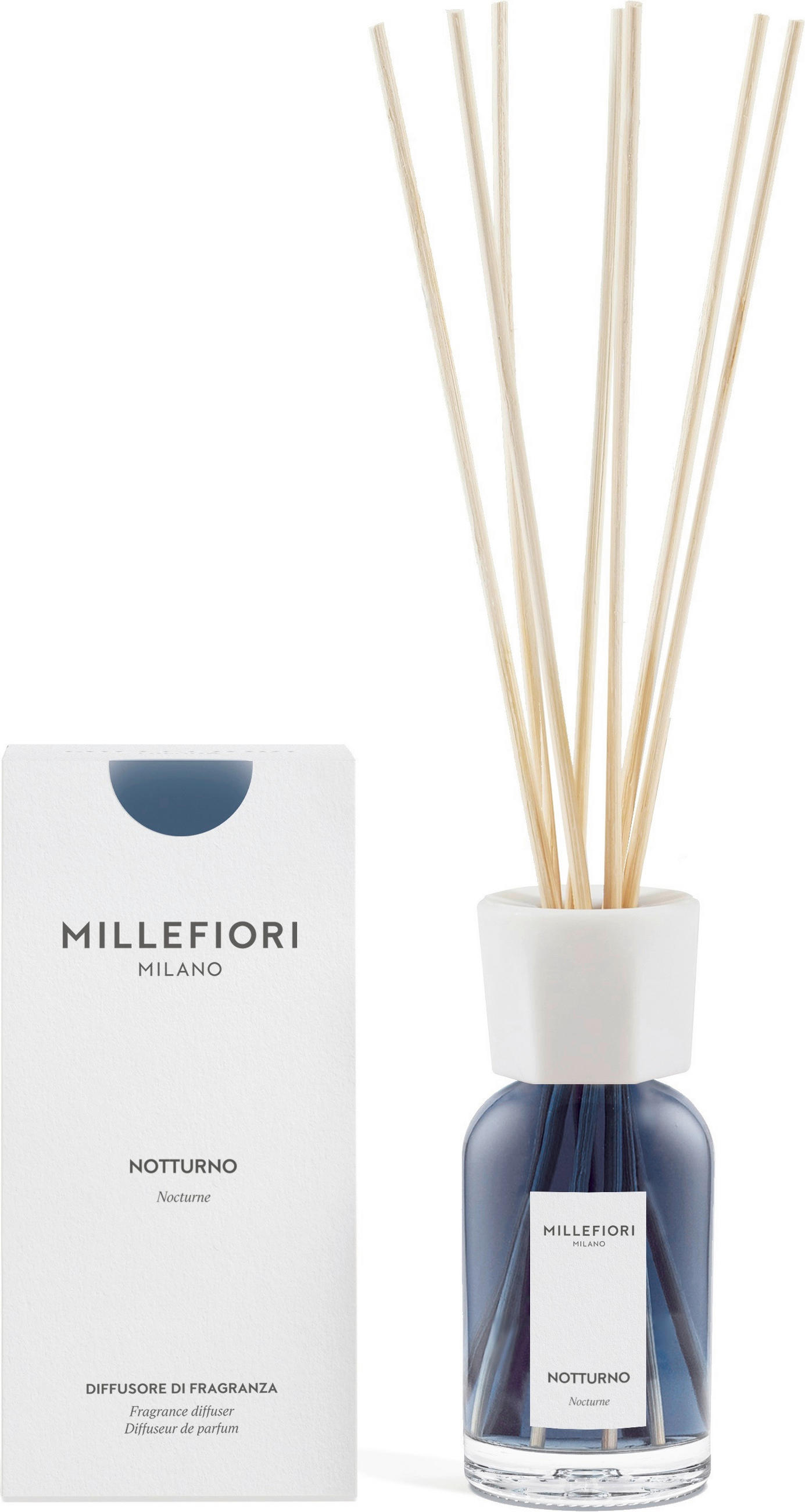 DIFFÚZOR  virágos  - áttetsző/fehér, Basics, üveg/fa (7.3/14.9/7.3cm) - Millefiori Milano