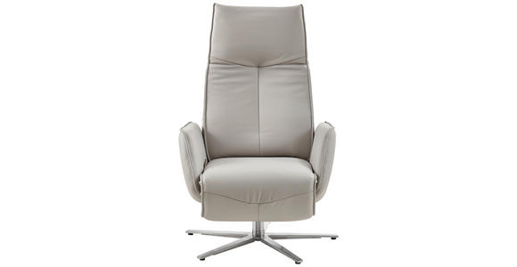 RELAXSESSEL in Leder Hellgrau - Edelstahlfarben/Hellgrau, Design, Leder (71/114/84cm) - Johann Jakob