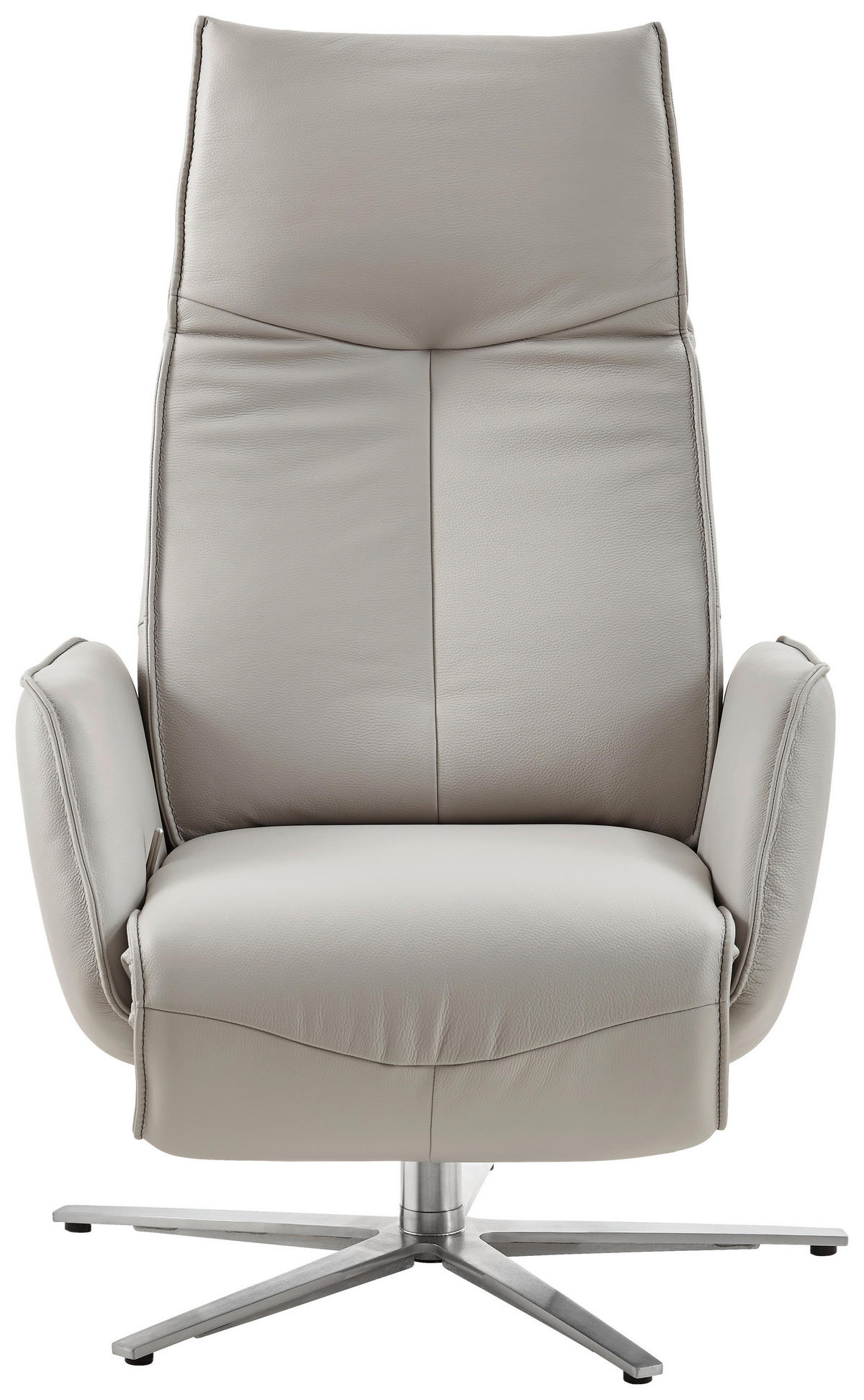 RELAXSESSEL in Leder Hellgrau  - Edelstahlfarben/Hellgrau, Design, Leder (71/114/84cm) - Johann Jakob