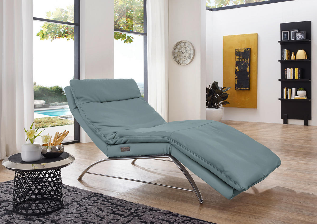 RELAXLIEGE Echtleder Blau  - Blau/Alufarben, Basics, Leder (95/91/170cm) - Chilliano