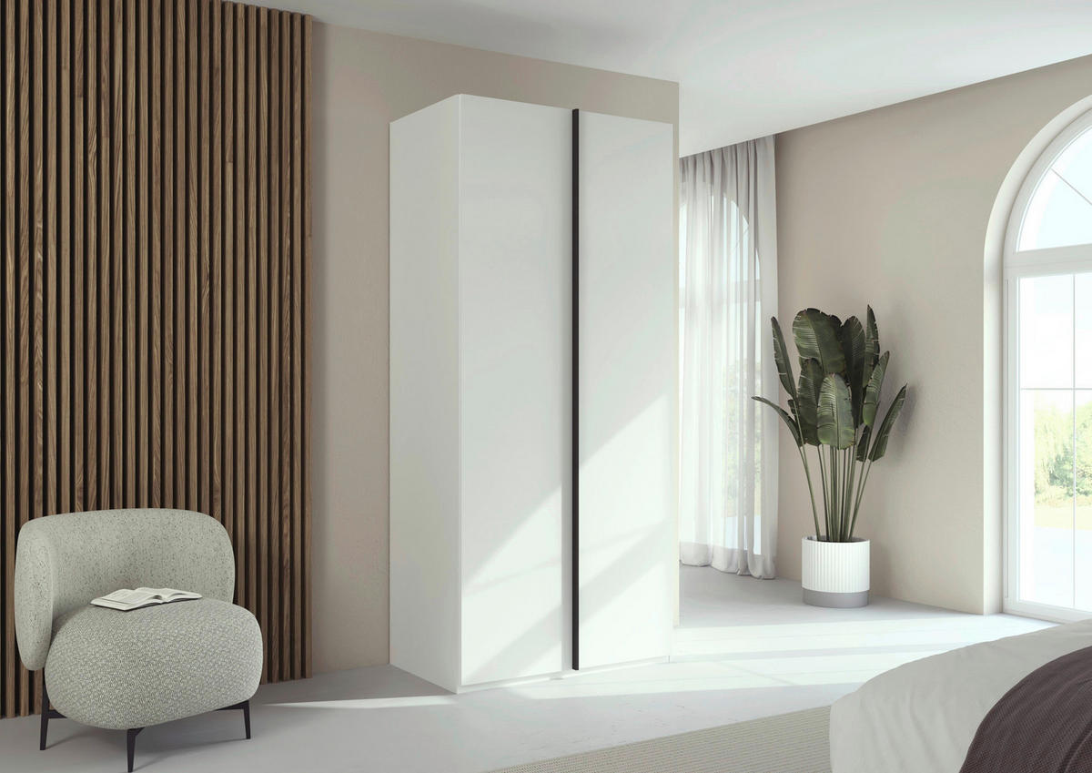 DREHTÜRENSCHRANK 101/235/61 cm,  in Weiß, 2-türig  - Graphitfarben/Weiß, Basics, Holzwerkstoff/Metall (101/235/61cm) - Novel