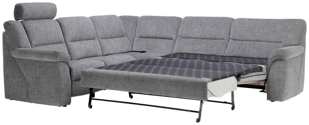 ROHOVÁ SEDAČKA, textil, šedá - šedá/černá, Konvenční, textil/plast (252/282cm) - Himolla