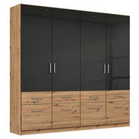 KLEIDERSCHRANK 181/197/54 cm 4-türig Dunkelgrau, Eiche Artisan  - Dunkelgrau/Silberfarben, Design, Holzwerkstoff/Kunststoff (181/197/54cm) - Carryhome