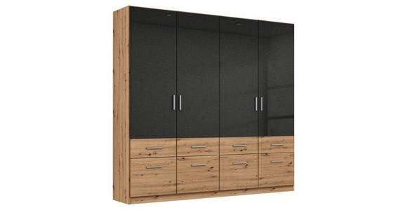 KLEIDERSCHRANK 181/197/54 cm 4-türig Dunkelgrau, Eiche Artisan - Dunkelgrau/Silberfarben, Design, Holzwerkstoff/Kunststoff (181/197/54cm) - Carryhome