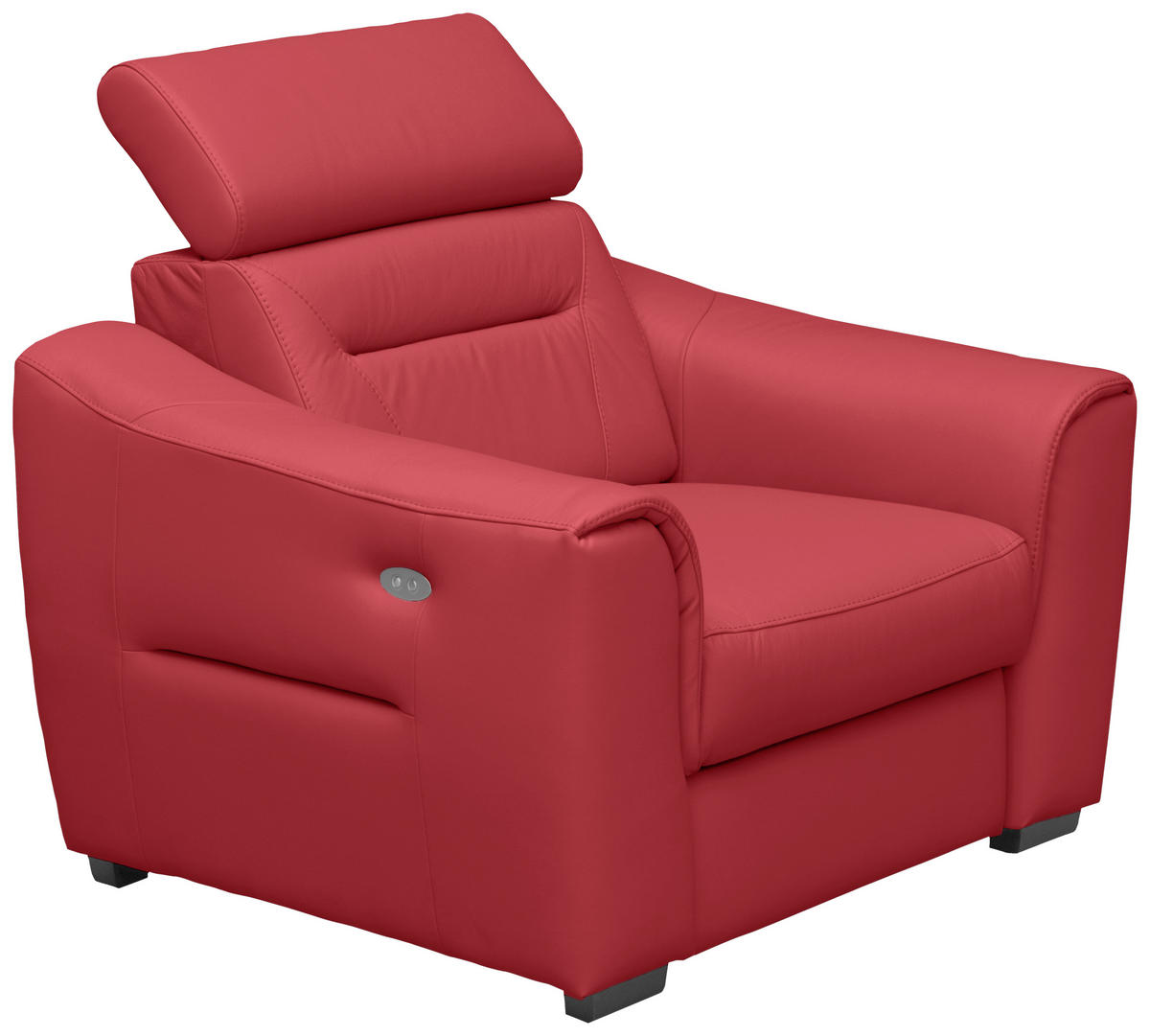 RELAXSESSEL in Textil, Leder Rot  - Wengefarben/Rot, Design, Leder/Holz (100/104/102cm) - Celina Home