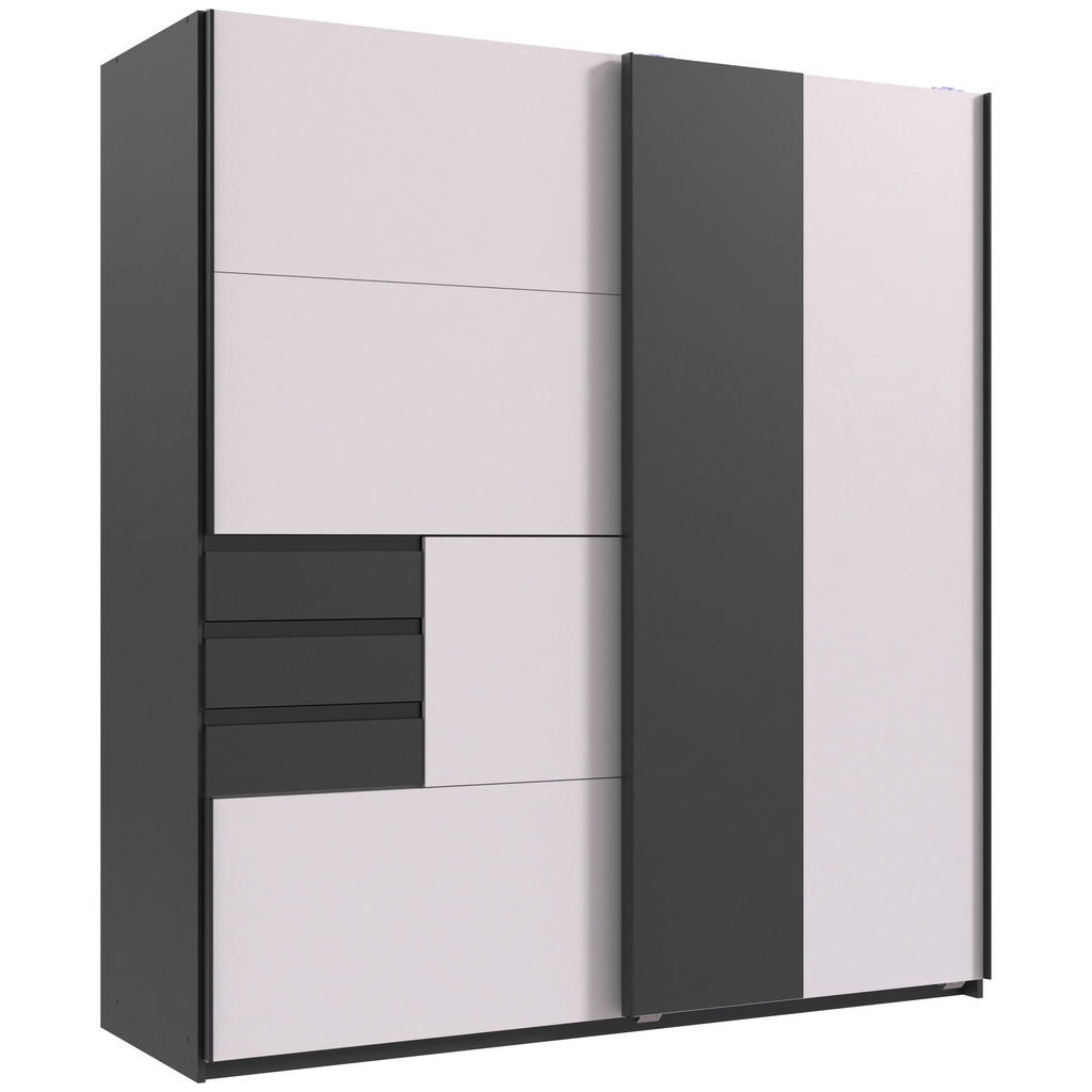 Schwebetürenschrank 180cm Coburg Graphitfarben/weiß