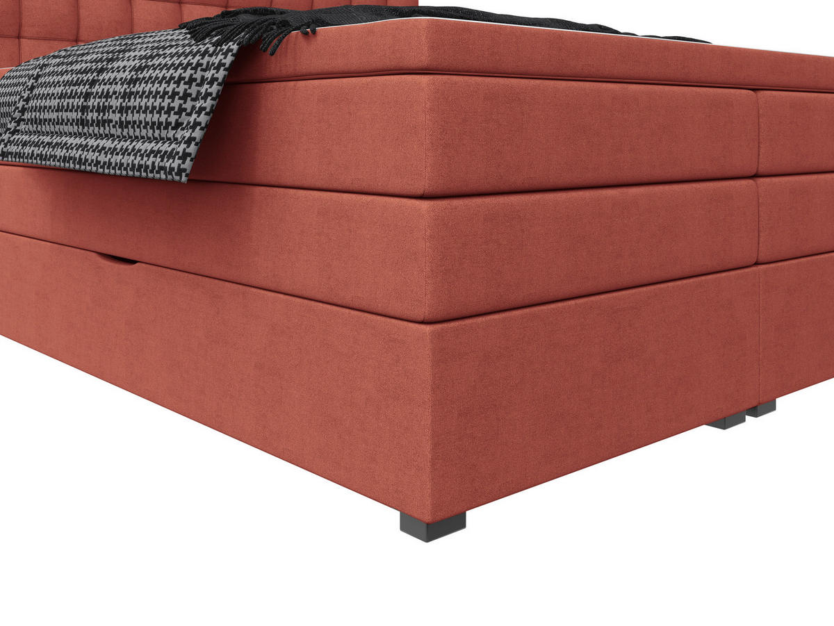 BOXSPRINGBETT 200/200 cm,  in Rot, Bettkasten, Topper, Matratzen, H3 = fest  - Rot/Schwarz, KONVENTIONELL, Kunststoff/Textil (200/200cm) - Boxxx
