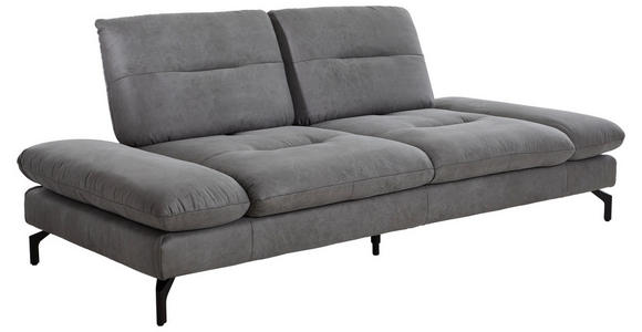 2,5-SITZER Mikrofaser Grau - Schwarz/Grau, KONVENTIONELL, Textil/Metall (226/90/105cm) - Carryhome