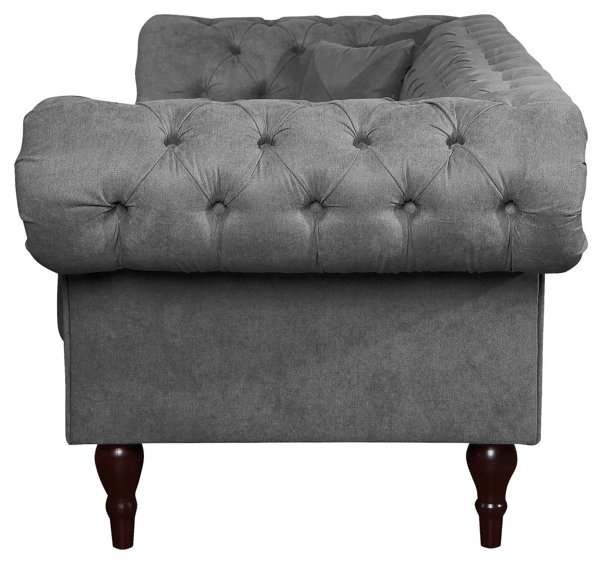 3-SITZER-SOFA Mikrofaser Grau  - Braun/Grau, Design, Holz/Textil (232/79/97cm) - Livetastic