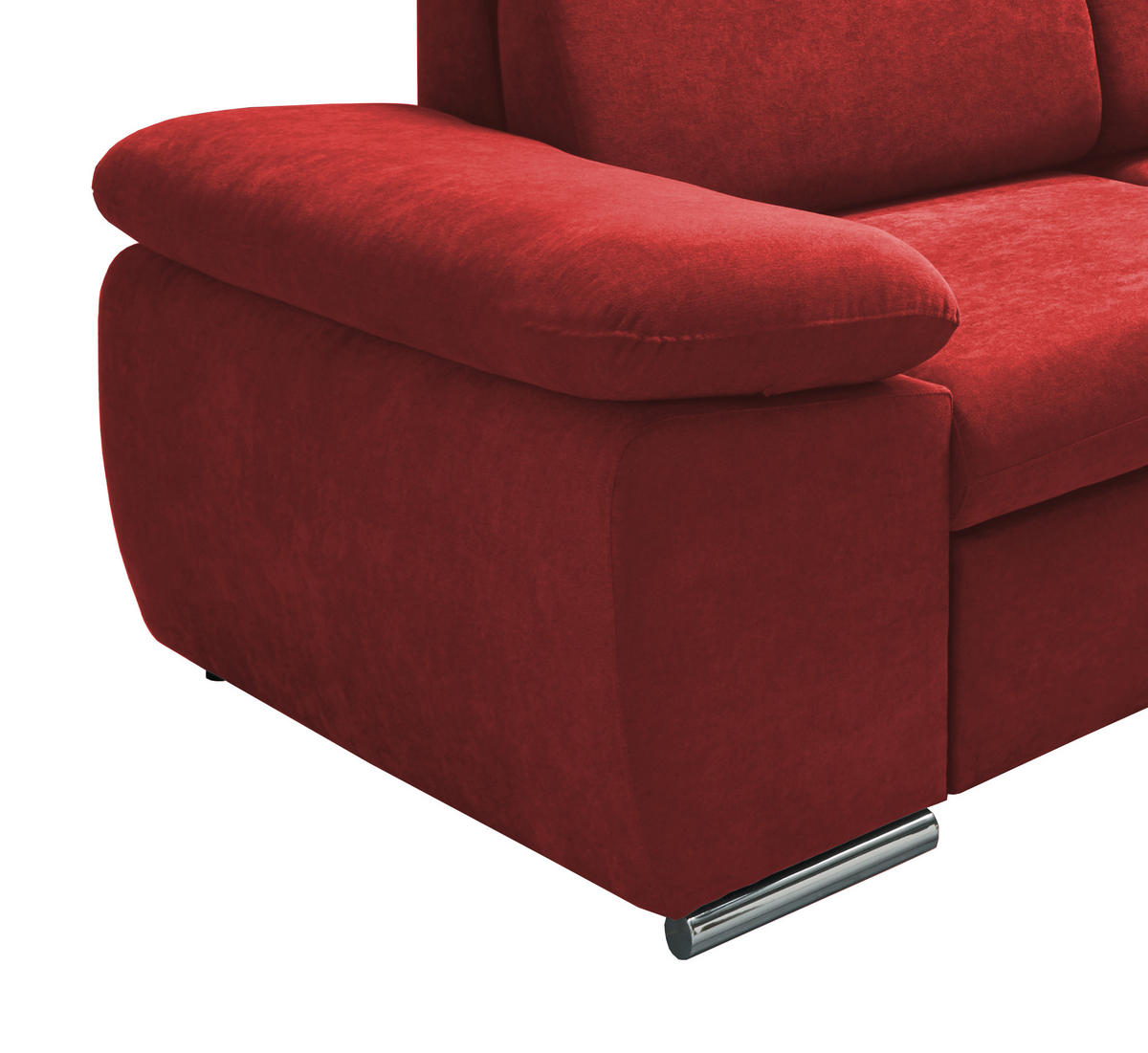 ECKSOFA Rot Mikrofaser  - Chromfarben/Rot, Design, Textil/Metall (283/228cm) - Livetastic