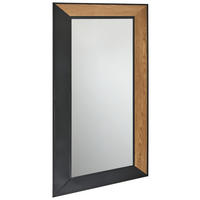STENSKO OGLEDALO, 84/184/2 cm les, kovina, steklo, leseni material  - črna/naravne barve, Design, kovina/steklo (84/184/2cm) - MID.YOU