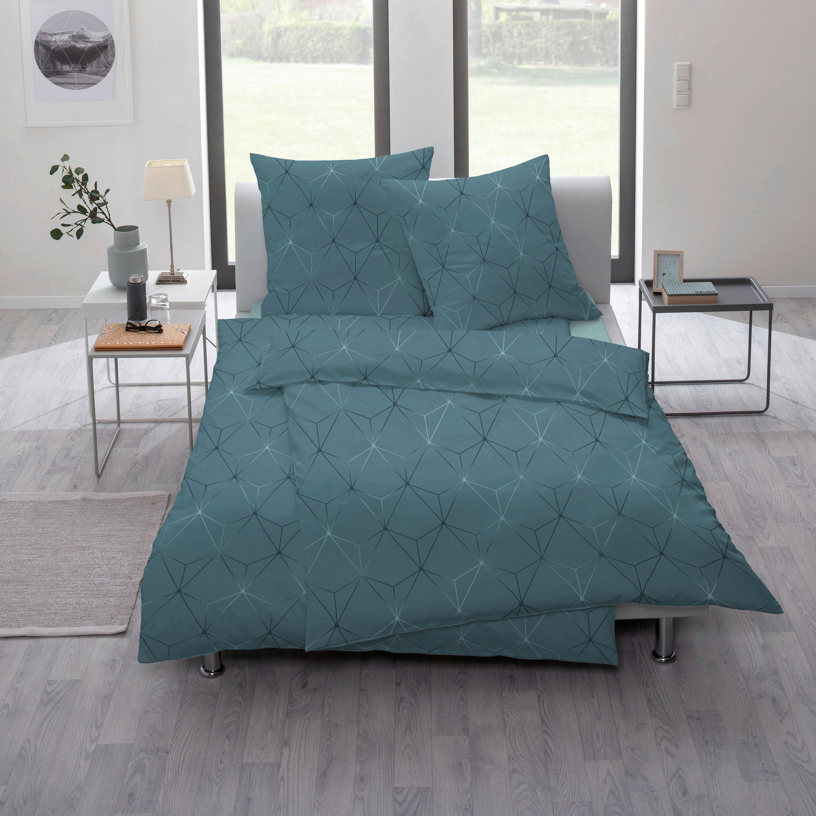 BETTWÄSCHE Atelier Flanell 155/220 cm  - Blau, Design, Textil (155/220cm) - Estella