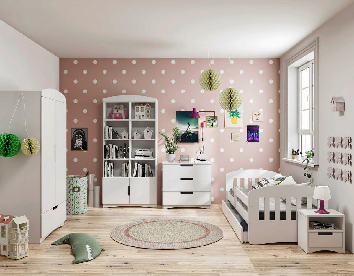 KINDER-/JUNIORBETT - Birkefarben/Weiß, MODERN, Holz/Holzwerkstoff (80/180cm) - MID.YOU