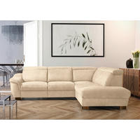 ECKSOFA TREND in Mikrofaser Beige Relaxfunktion, Kopfteilverstellung  276/238 cm  - Wengefarben/Beige, Design, Holz/Textil (276/238cm) - Livetastic