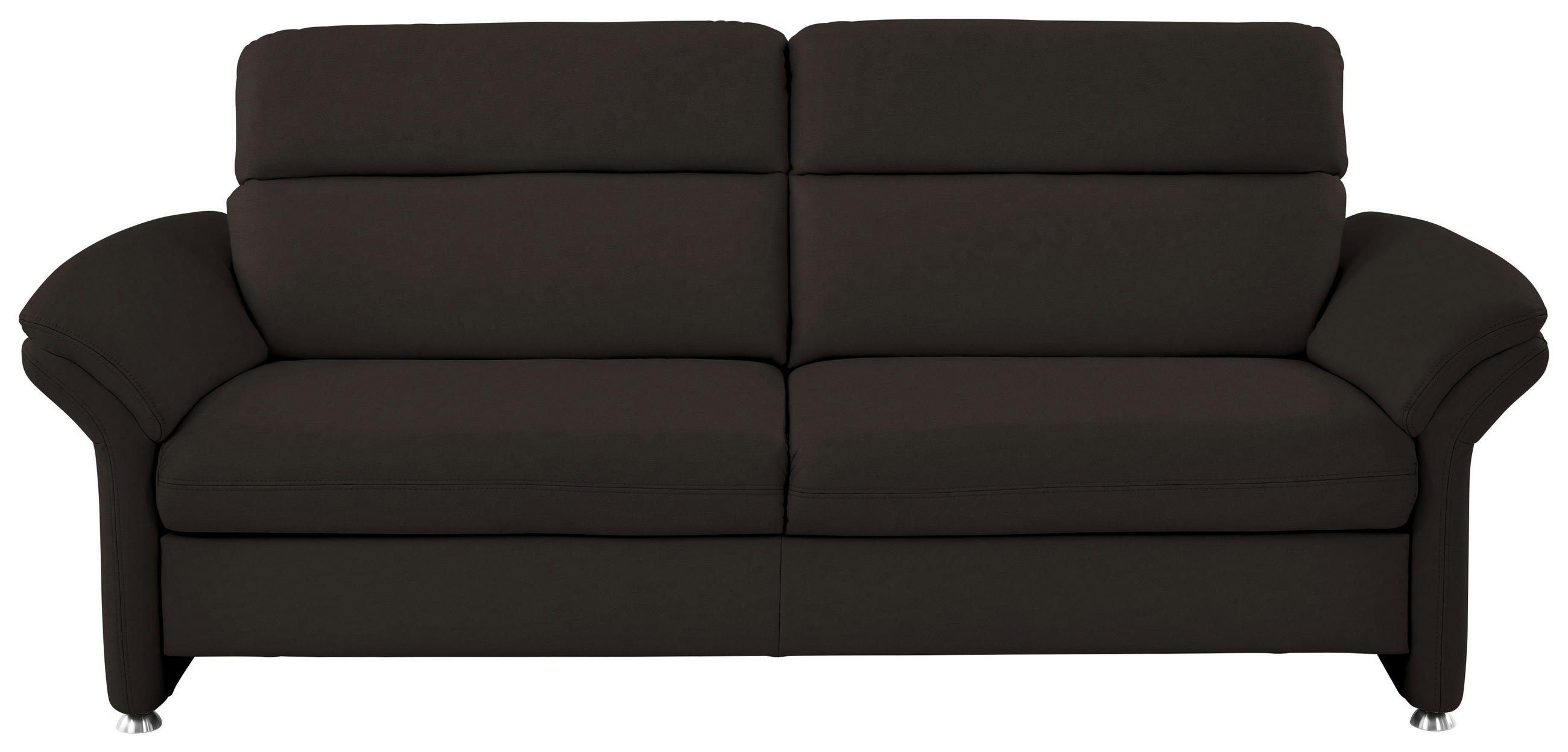 3-SITZER-SOFA in Echtleder Dunkelbraun  - Dunkelbraun/Alufarben, KONVENTIONELL, Leder/Metall (228/96/92cm) - Beldomo Premium