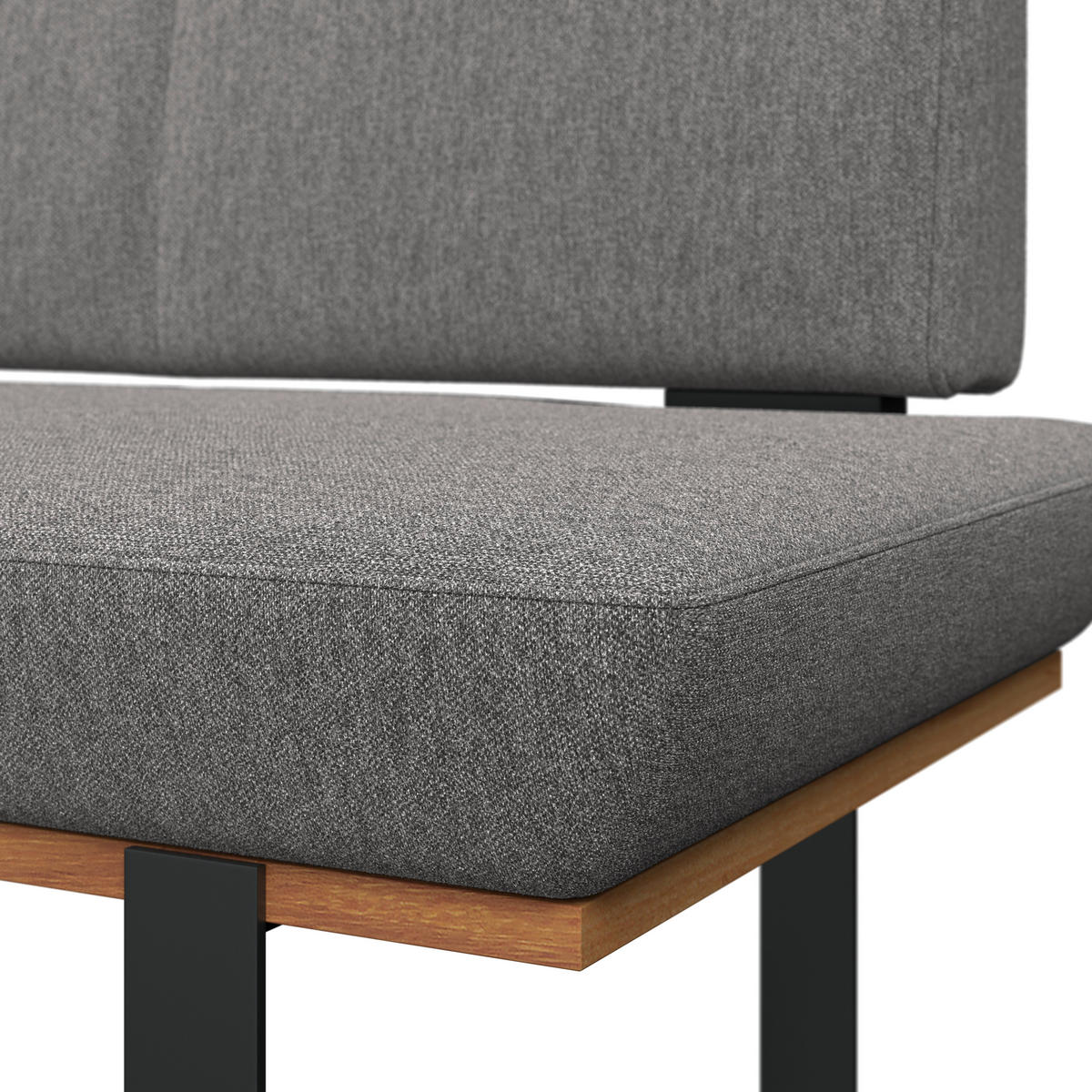 ECKBANK 175/225 cm Webstoff Grau Eiche vollmassiv   - Schwarz/Grau, MODERN, Holz/Textil (175/225cm) - Livetastic