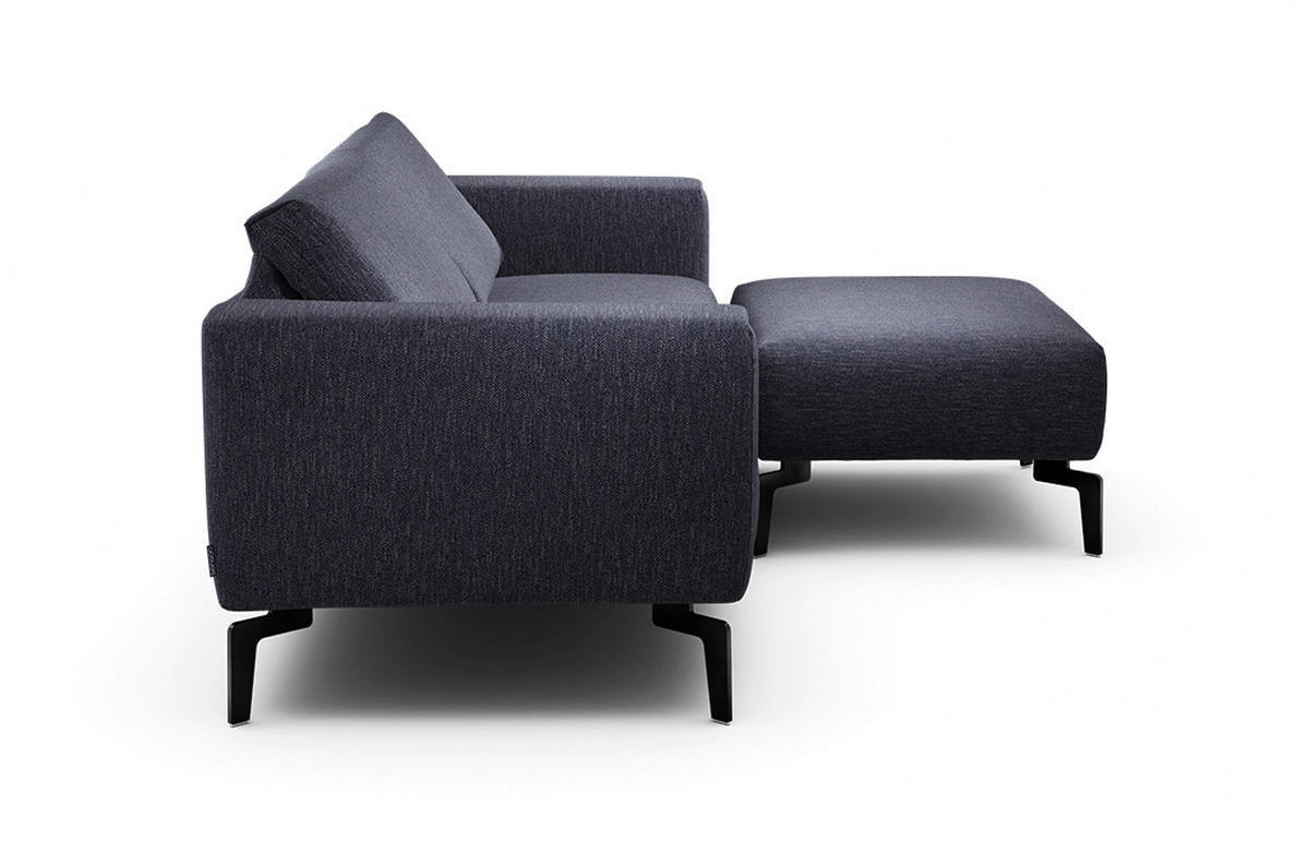 2,5-Sitzer inkl. Hocker Chenille Blau  - Blau/Schwarz, Design, Textil/Metall (220/86/86-94cm) - SENSOO
