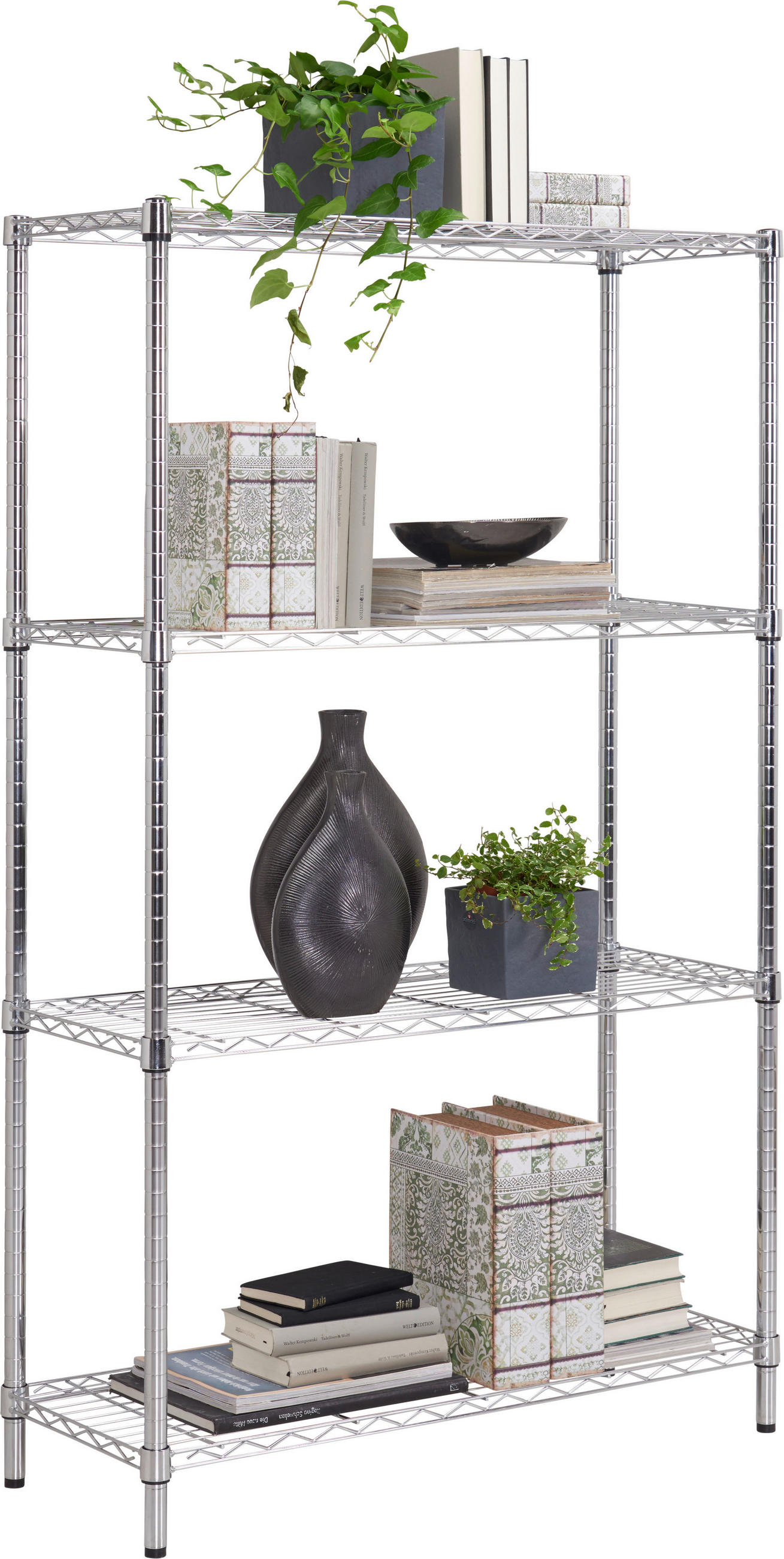 REGÁL, chrómová, oceľ, 91/150/35,5 cm - chrómová, Design, kov/plast (91/150/35,5cm) - Carryhome