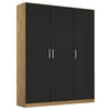 DREHTÜRENSCHRANK 136/210/54 cm 3-türig Eiche Artisan, Grau  - Chromfarben/Eiche Artisan, MODERN, Holzwerkstoff/Kunststoff (136/210/54cm) - Rauch Möbel