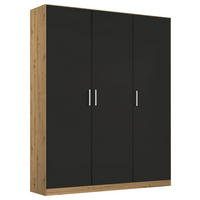DREHTÜRENSCHRANK 136/197/54 cm 3-türig Eiche Artisan, Grau  - Chromfarben/Eiche Artisan, MODERN, Holzwerkstoff/Kunststoff (136/197/54cm) - Rauch Möbel