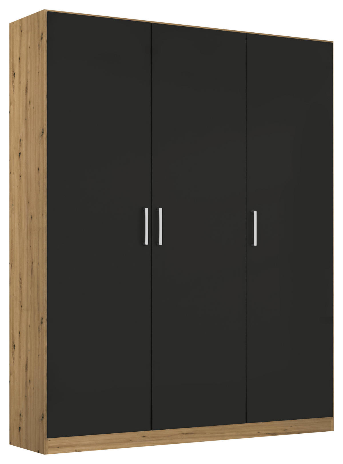 DREHTÜRENSCHRANK 136/197/54 cm 3-türig Eiche Artisan, Grau  - Chromfarben/Eiche Artisan, MODERN, Holzwerkstoff/Kunststoff (136/197/54cm) - Rauch Möbel