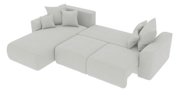 ECKSOFA in Velours Hellgrau  - Chromfarben/Hellgrau, KONVENTIONELL, Kunststoff/Textil (195/293cm) - Carryhome