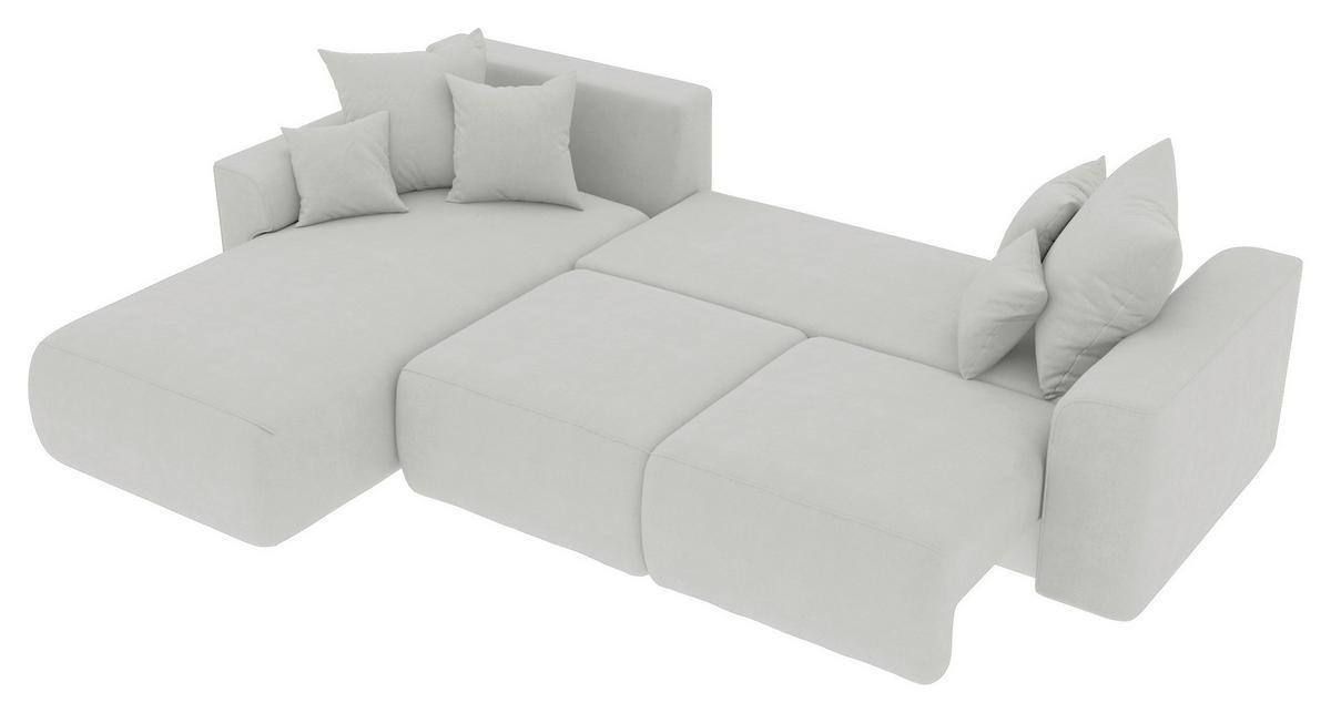 ECKSOFA in Velours Hellgrau  195/293 cm  - Chromfarben/Hellgrau, KONVENTIONELL, Kunststoff/Textil (195/293cm) - Carryhome
