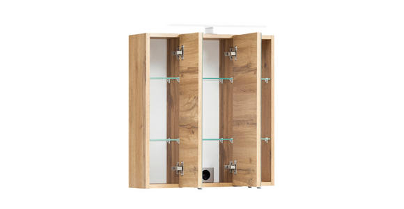 SPIEGELSCHRANK 60/64/20 cm - Eiche Wotan/Alufarben, Natur, Glas/Holzwerkstoff (60/64/20cm) - Xora