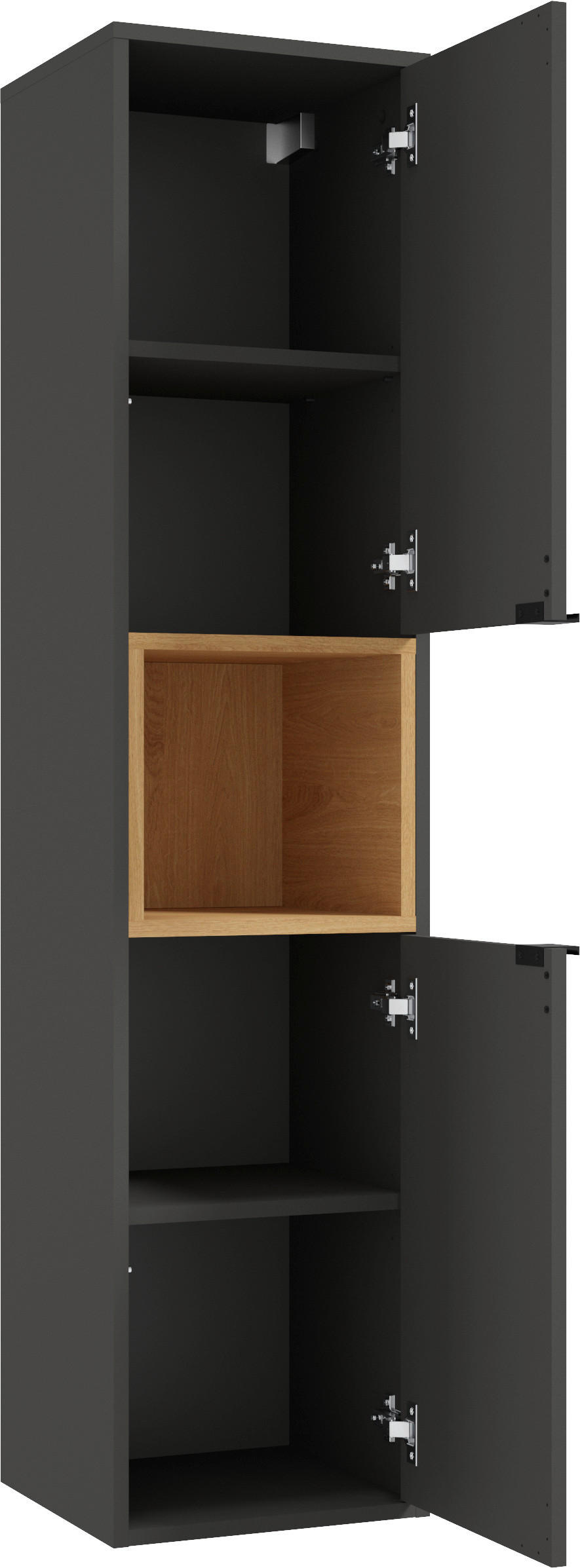 Thumbnail - Mid.you Hochschrank, Anthrazit, Eiche, Holzwerkstoff, 2 Fächer, 35x150x33 cm, hängend, Badezimmer, Badezimmerschränke, H...