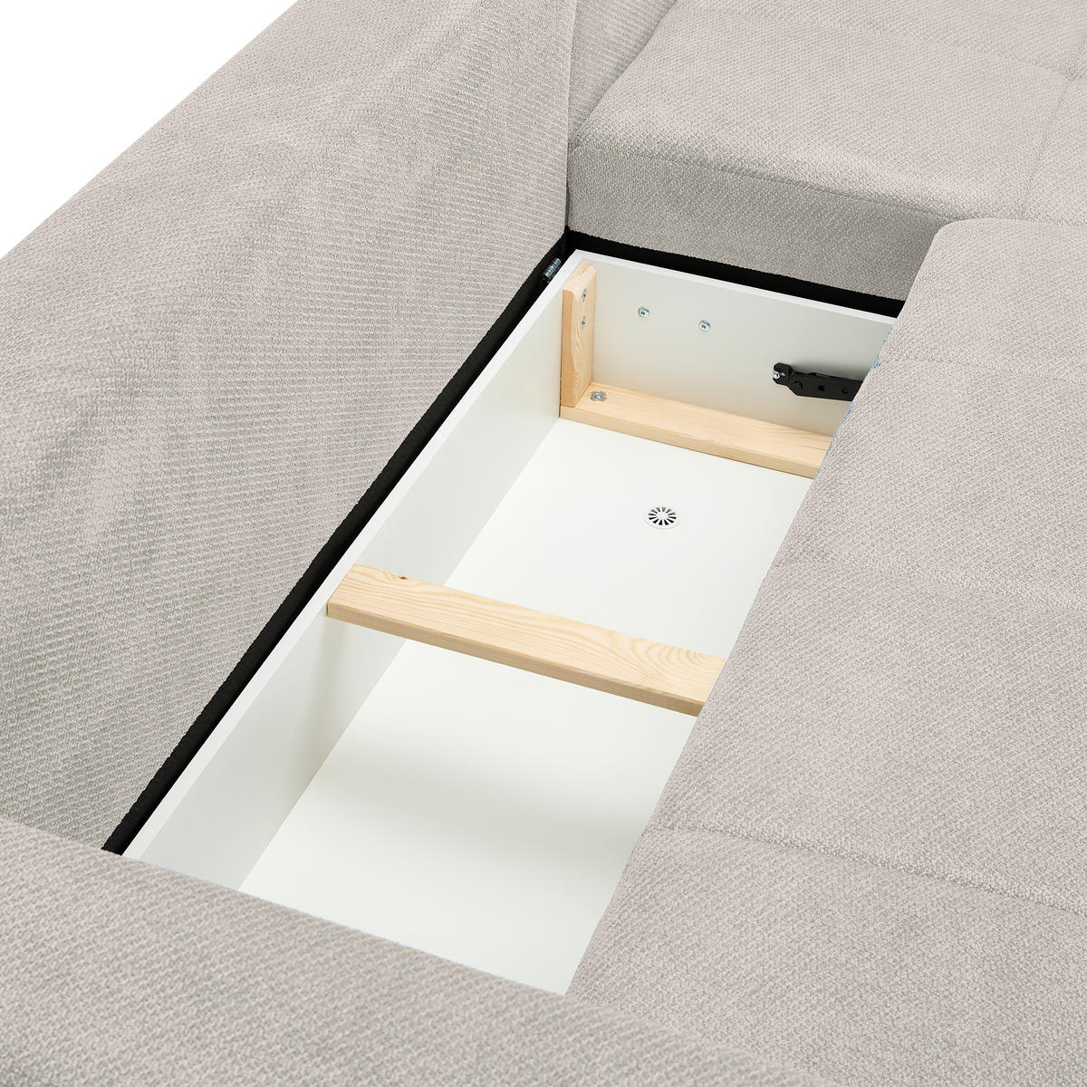 ECKSOFA Naturfarben Webstoff  - Schwarz/Naturfarben, KONVENTIONELL, Textil/Metall (292/192cm) - Carryhome