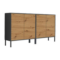 SIDEBOARD Mailand Set 2 + MF  in 158/86/33 cm  - Anthrazit/Eiche Artisan, MODERN, Holzwerkstoff/Metall (158/86/33cm) - MID.YOU