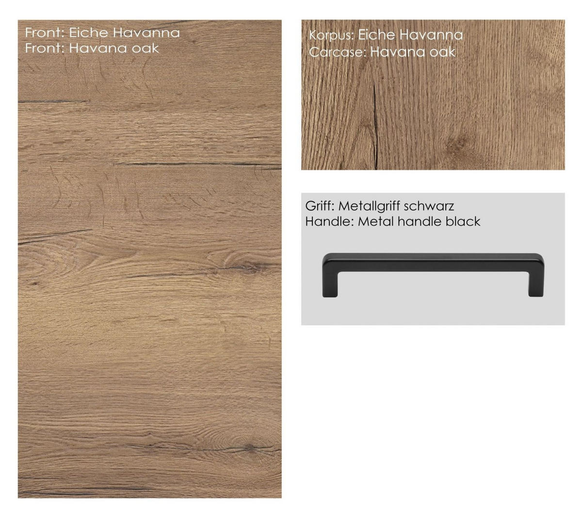 SPÜLENUNTERSCHRANK 60/87/56 cm  in Eiche dunkel  - Eiche dunkel/Schwarz, MODERN, Holzwerkstoff/Metall (60/87/56cm) - Nobilia