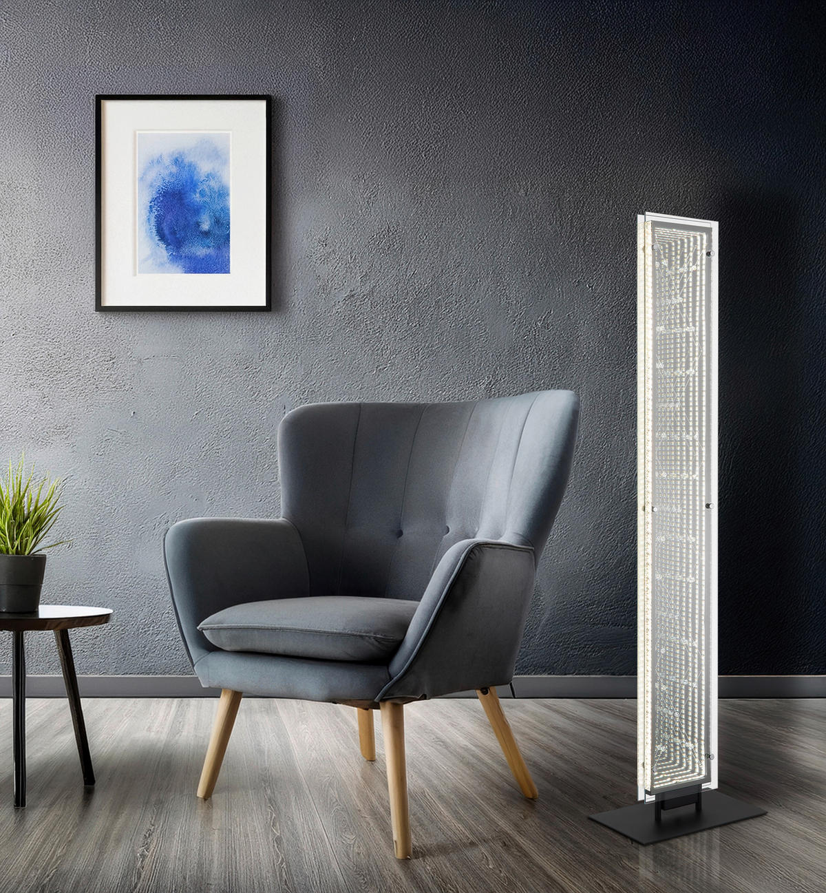 LED-STEHLEUCHTE 30/20/200 cm    - Klar/Chromfarben, Design, Glas/Kunststoff (30/20/200cm) - Globo