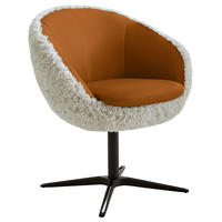 ARMLEHNSTUHL  Beinauswahl, Lederauswahl, Stoffauswahl, Sitzfläche 360° drehbar Hochflor Kombination Echtleder/Stoff  - Rostfarben/Beige, Design, Leder/Textil (65/81/61cm) - Koinor
