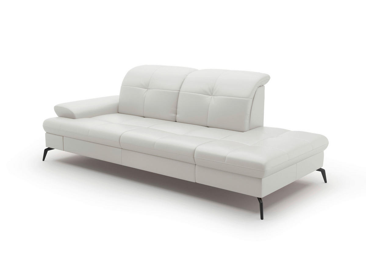 RÉCAMIERE in Echtleder Weiss  - Weiss/Schwarz, Konventionell, Leder/Metall (231/90/122cm) - Sit & More