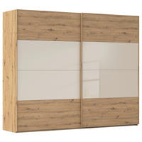 SCHWEBETÜRENSCHRANK 271/223/68 cm 2-türig Champagner, Eiche Artisan  - Champagner/Eichefarben, Design, Glas/Holzwerkstoff (271/223/68cm) - Xora
