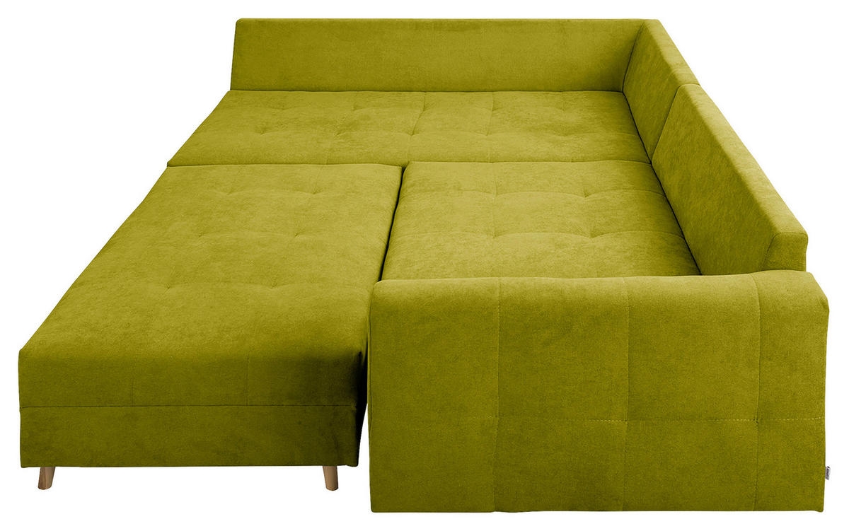 ECKSOFA inkl. Hocker Ariella Hellgrün Mikrofaser  - Naturfarben/Hellgrün, Design, Holz/Textil (161/231cm) - Livetastic